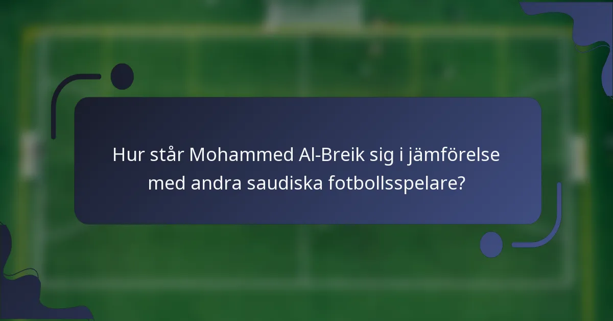 Hur står Mohammed Al-Breik sig i jämförelse med andra saudiska fotbollsspelare?