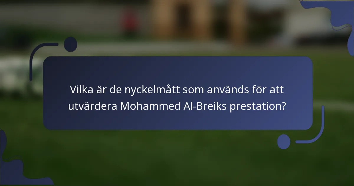 Vilka är de nyckelmått som används för att utvärdera Mohammed Al-Breiks prestation?
