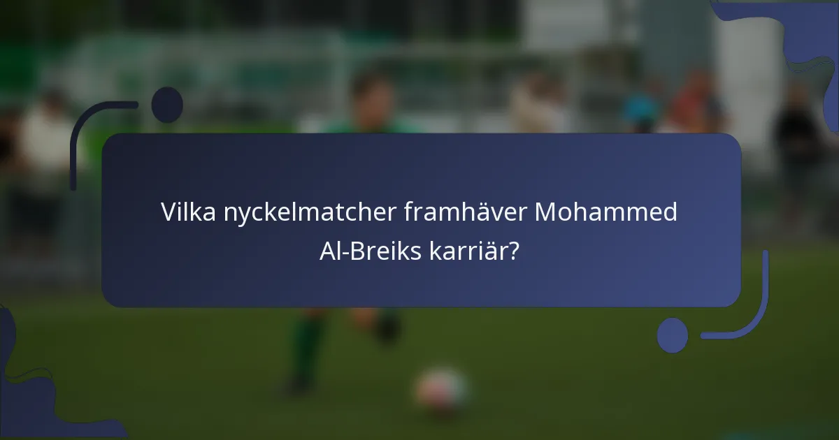 Vilka nyckelmatcher framhäver Mohammed Al-Breiks karriär?
